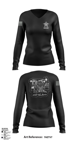 SJCPD Fugitive Unit 24764007 Women's Long Sleeve V-neck Shirt - 1