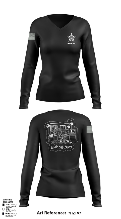 SJCPD Fugitive Unit 24764007 Women's Long Sleeve V-neck Shirt - 1