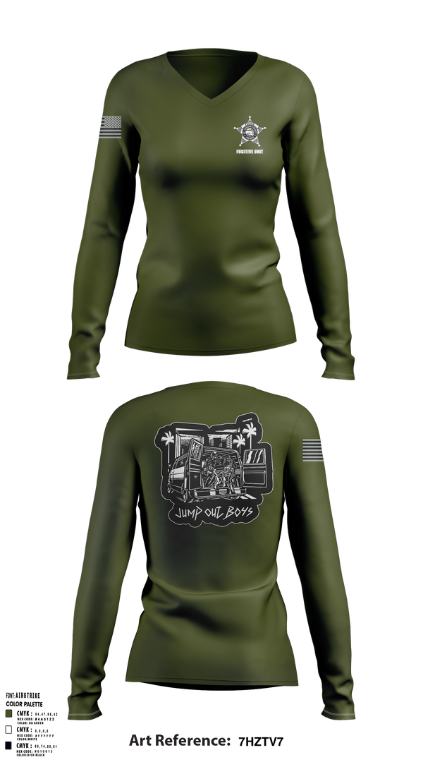 JCPD Fugitive Unit 24764007 Women's Long Sleeve V-neck Shirt - 2