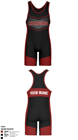 Chancellor Chargers 8081772 Wrestling Singlet - 11