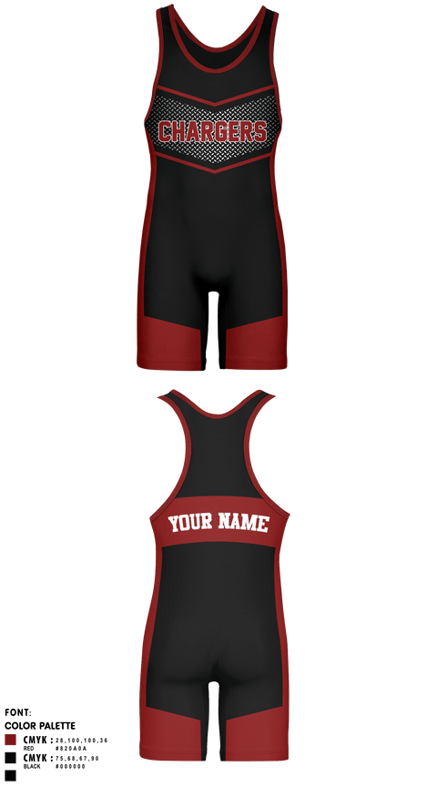 Chancellor Chargers 8081772 Wrestling Singlet - 11