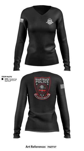 Womens Long Sleeve Vneck Shirt, Miami Beach Police Department Training Unit, Police, Teamtime, Team time, sublimation, custom sports apparel, team uniforms, spirit wear, spiritwear, sports uniforms, custom shirts, team store, custom team store, fundraiser sports, apparel fundraiser