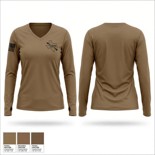 Womens Long Sleeve Vneck Shirt, 1207 FSC, Army, Teamtime, Team time, sublimation, custom sports apparel, team uniforms, spirit wear, spiritwear, sports uniforms, custom shirts, team store, custom team store, fundraiser sports, apparel fundraiser