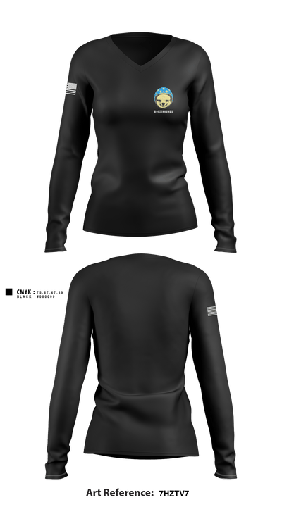 BOOZEHOUNDS 19297742 Women's Long Sleeve V-neck Shirt - 1