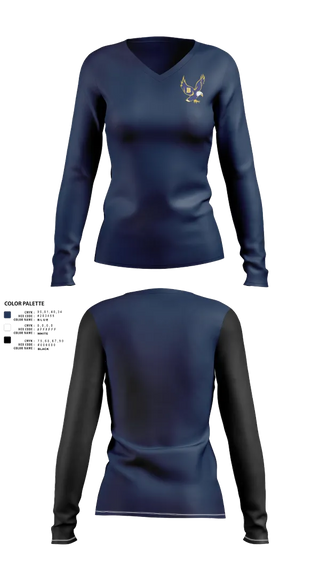 Womens Long Sleeve Vneck Shirt, Barrington High School Gymnastics, Spirit Store, Teamtime, Team time, sublimation, custom sports apparel, team uniforms, spirit wear, spiritwear, sports uniforms, custom shirts, team store, custom team store, fundraiser sports, apparel fundraiser