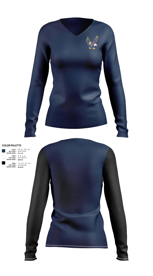 Womens Long Sleeve Vneck Shirt, Barrington High School Gymnastics, Spirit Store, Teamtime, Team time, sublimation, custom sports apparel, team uniforms, spirit wear, spiritwear, sports uniforms, custom shirts, team store, custom team store, fundraiser sports, apparel fundraiser