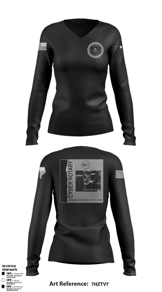 Cyber Notary 71762089 Women's Long Sleeve V-neck Shirt - 2