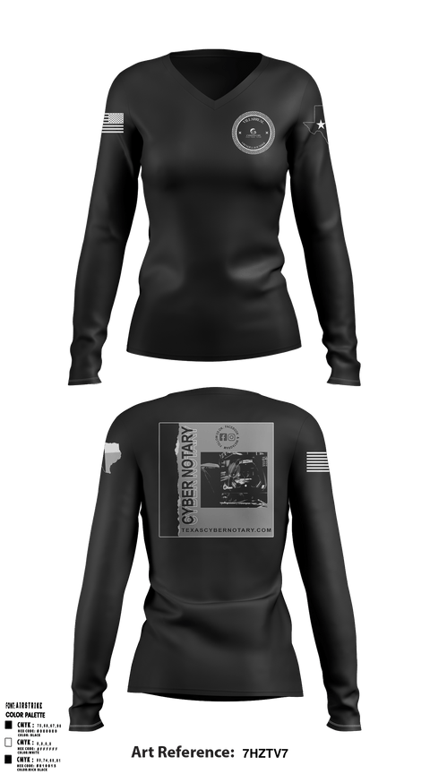 Cyber Notary 71762089 Women's Long Sleeve V-neck Shirt - 2