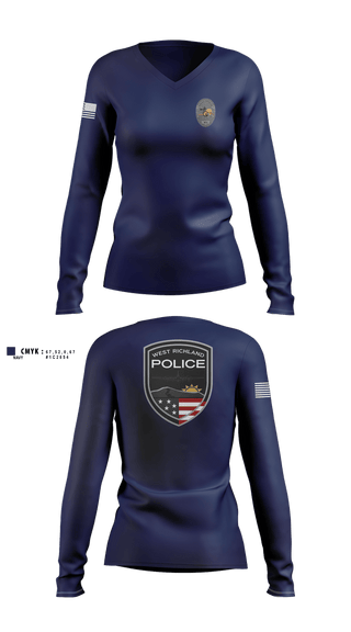 Womens Long Sleeve Vneck Shirt, West Richland police, Police, Teamtime, Team time, sublimation, custom sports apparel, team uniforms, spirit wear, spiritwear, sports uniforms, custom shirts, team store, custom team store, fundraiser sports, apparel fundraiser