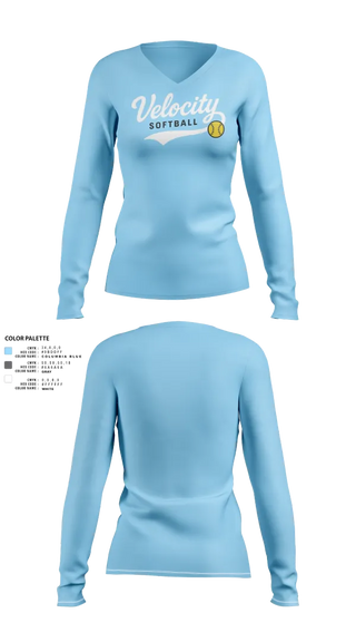 Womens Long Sleeve Vneck Shirt, Velocity, Softball, Teamtime, Team time, sublimation, custom sports apparel, team uniforms, spirit wear, spiritwear, sports uniforms, custom shirts, team store, custom team store, fundraiser sports, apparel fundraiser