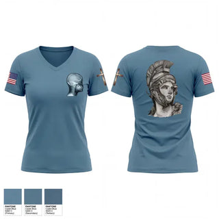 Womens Short Sleeve Vneck Shirt, ERHS Falcons, Army, Teamtime, Team time, sublimation, custom sports apparel, team uniforms, spirit wear, spiritwear, sports uniforms, custom shirts, team store, custom team store, fundraiser sports, apparel fundraiser