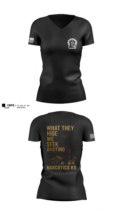 Narcotics K9 63808896 Women's Short Sleeve V-neck Shirt - 1