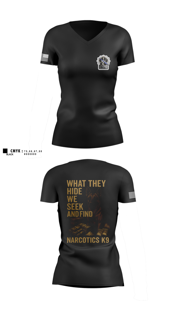 Womens Short Sleeve Vneck Shirt, Narcotics K9, , Teamtime, Team time, sublimation, custom sports apparel, team uniforms, spirit wear, spiritwear, sports uniforms, custom shirts, team store, custom team store, fundraiser sports, apparel fundraiser