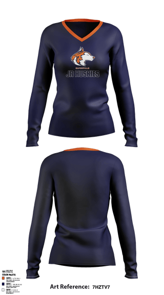 Jr Huskies Basketball 42641370 Women's Long Sleeve V-neck Shirt - 1
