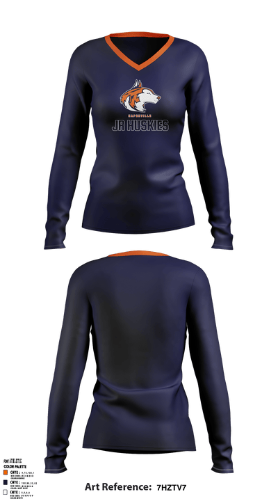 Jr Huskies Basketball 42641370 Women's Long Sleeve V-neck Shirt - 1