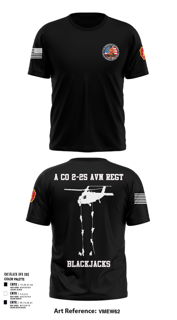 A Co 2-25 AVN Black Jacks 60581999 Short Sleeve Performance Shirt - 6