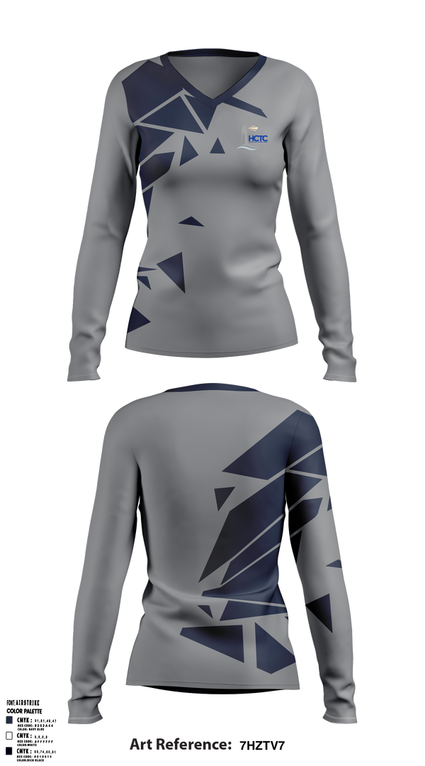Hancock County Technical Center 2540032 Women's Long Sleeve V-neck Shirt - 35