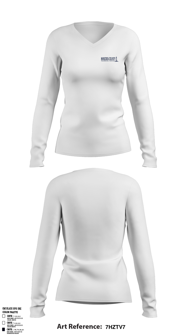 Hancock County Technical Center 2540032 Women's Long Sleeve V-neck Shirt - 37