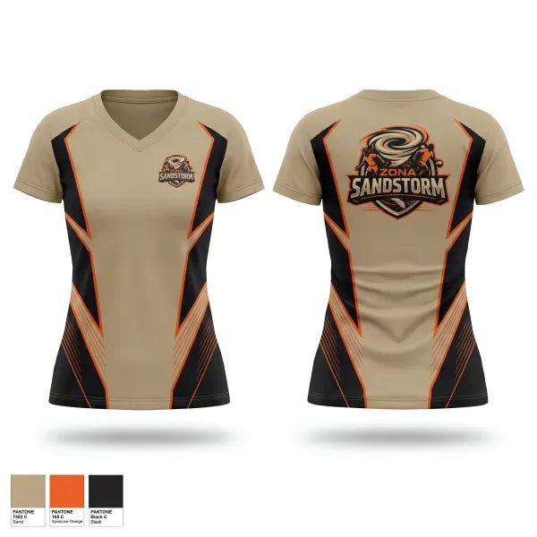 Womens Short Sleeve Vneck Shirt, Zona Sandstorm, Men's Basketball, Teamtime, Team time, sublimation, custom sports apparel, team uniforms, spirit wear, spiritwear, sports uniforms, custom shirts, team store, custom team store, fundraiser sports, apparel fundraiser