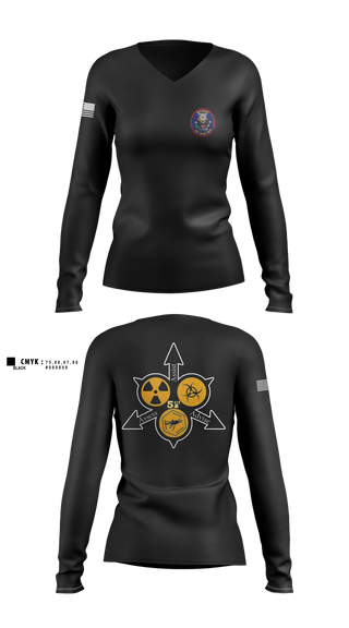 Womens Long Sleeve Vneck Shirt, , Army, Teamtime, Team time, sublimation, custom sports apparel, team uniforms, spirit wear, spiritwear, sports uniforms, custom shirts, team store, custom team store, fundraiser sports, apparel fundraiser