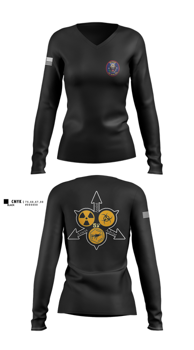 51st WMD-CST 41822234 Women's Long Sleeve V-neck Shirt - 2