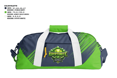 Duffle Bag, Kryptonite, Baseball, Teamtime, Team time, sublimation, custom sports apparel, team uniforms, spirit wear, spiritwear, sports uniforms, custom shirts, team store, custom team store, fundraiser sports, apparel fundraiser
