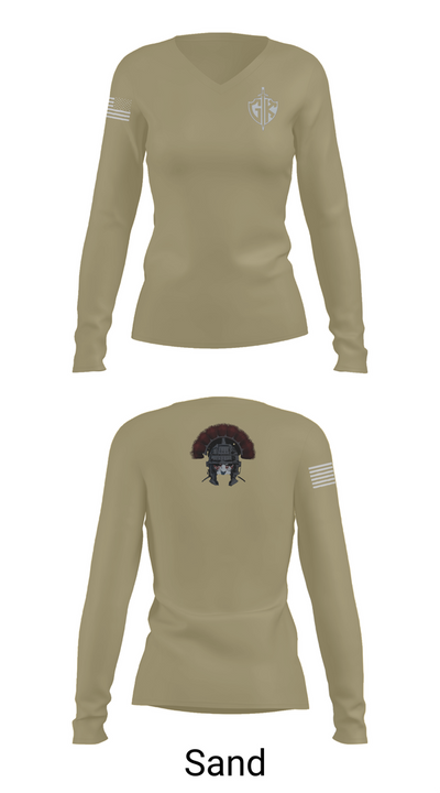 HQ PLT, A CO, USDB BN (CORR) 15623117 Women's Long Sleeve V-neck Shirt - 97