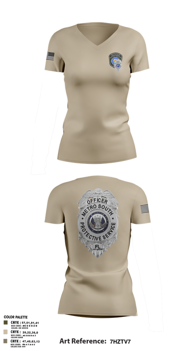 METRO SOUTH PROTECTIVE SERVICE 25947378 Women's Short Sleeve V-neck Shirt - 2