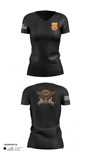 Womens Short Sleeve Vneck Shirt, 1-77 FA Bravo Btry, Army, Teamtime, Team time, sublimation, custom sports apparel, team uniforms, spirit wear, spiritwear, sports uniforms, custom shirts, team store, custom team store, fundraiser sports, apparel fundraiser