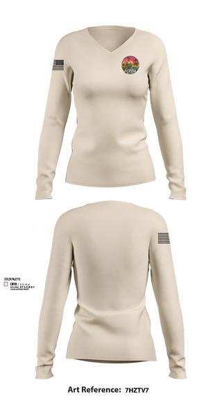 Womens Long Sleeve Vneck Shirt, USSOUTHCOM FCPOA, , Teamtime, Team time, sublimation, custom sports apparel, team uniforms, spirit wear, spiritwear, sports uniforms, custom shirts, team store, custom team store, fundraiser sports, apparel fundraiser