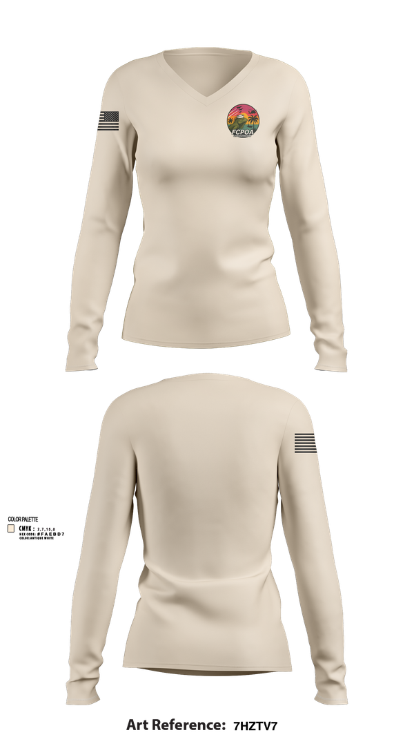 Womens Long Sleeve Vneck Shirt, USSOUTHCOM FCPOA, , Teamtime, Team time, sublimation, custom sports apparel, team uniforms, spirit wear, spiritwear, sports uniforms, custom shirts, team store, custom team store, fundraiser sports, apparel fundraiser
