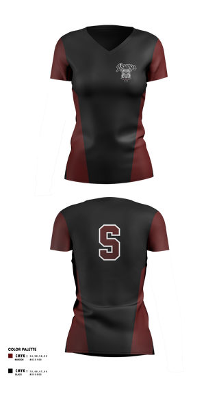 Womens Short Sleeve Vneck Shirt, Sobrato HS Bulldogs, , Teamtime, Team time, sublimation, custom sports apparel, team uniforms, spirit wear, spiritwear, sports uniforms, custom shirts, team store, custom team store, fundraiser sports, apparel fundraiser