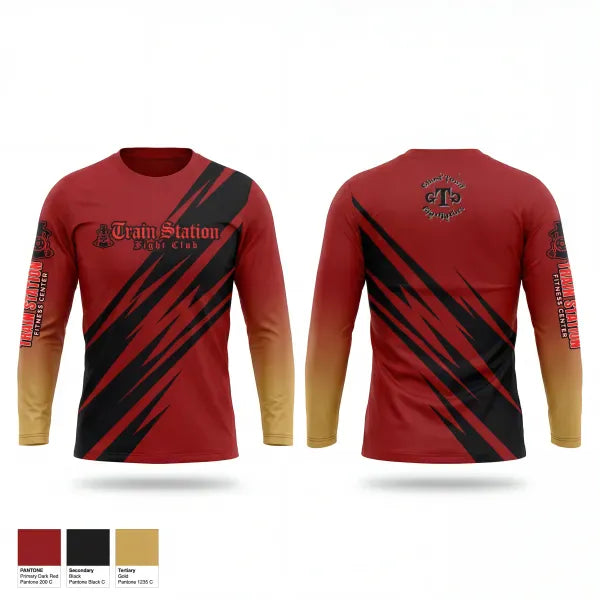 Long Sleeve Performance Shirt, Train Station Fight Club, Spirit Store, Teamtime, Team time, sublimation, custom sports apparel, team uniforms, spirit wear, spiritwear, sports uniforms, custom shirts, team store, custom team store, fundraiser sports, apparel fundraiser