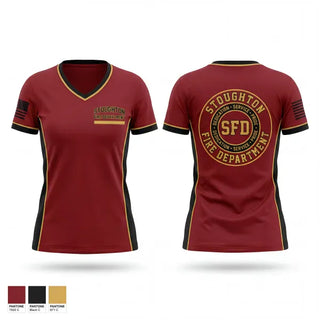 Womens Short Sleeve Vneck Shirt, Stoughton Fire Department, Fire Department, Teamtime, Team time, sublimation, custom sports apparel, team uniforms, spirit wear, spiritwear, sports uniforms, custom shirts, team store, custom team store, fundraiser sports, apparel fundraiser