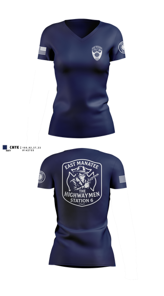 Womens Short Sleeve Vneck Shirt, East Manatee, Fire Department, Teamtime, Team time, sublimation, custom sports apparel, team uniforms, spirit wear, spiritwear, sports uniforms, custom shirts, team store, custom team store, fundraiser sports, apparel fundraiser