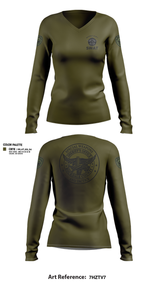 Womens Long Sleeve Vneck Shirt, Rockdale SWAT, Police, Teamtime, Team time, sublimation, custom sports apparel, team uniforms, spirit wear, spiritwear, sports uniforms, custom shirts, team store, custom team store, fundraiser sports, apparel fundraiser