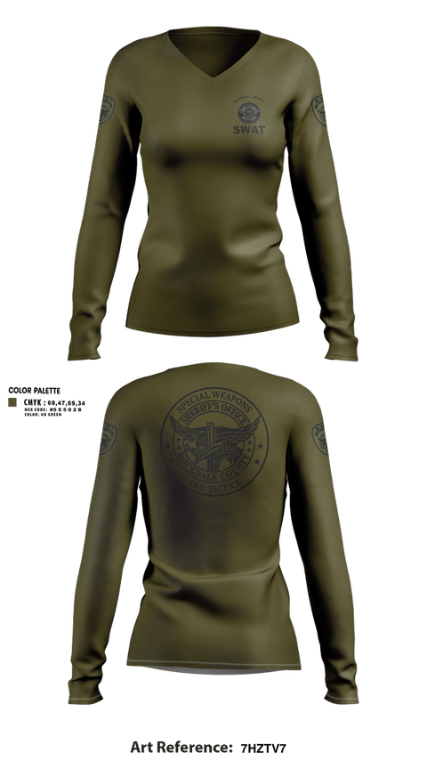 Womens Long Sleeve Vneck Shirt, Rockdale SWAT, Police, Teamtime, Team time, sublimation, custom sports apparel, team uniforms, spirit wear, spiritwear, sports uniforms, custom shirts, team store, custom team store, fundraiser sports, apparel fundraiser