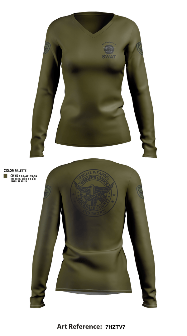Womens Long Sleeve Vneck Shirt, Rockdale SWAT, Police, Teamtime, Team time, sublimation, custom sports apparel, team uniforms, spirit wear, spiritwear, sports uniforms, custom shirts, team store, custom team store, fundraiser sports, apparel fundraiser