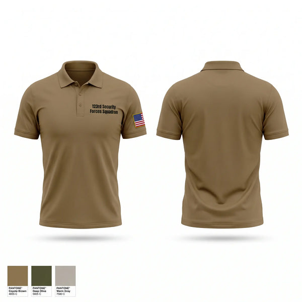 Short Sleeve Performance Polo, 123rd Security Forces Squadron, Air Force, Teamtime, Team time, sublimation, custom sports apparel, team uniforms, spirit wear, spiritwear, sports uniforms, custom shirts, team store, custom team store, fundraiser sports, apparel fundraiser