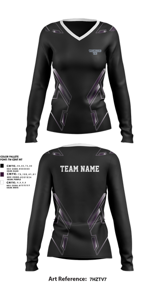 Womens Long Sleeve Vneck Shirt, Wrangler VBC, Women's Volleyball, Teamtime, Team time, sublimation, custom sports apparel, team uniforms, spirit wear, spiritwear, sports uniforms, custom shirts, team store, custom team store, fundraiser sports, apparel fundraiser