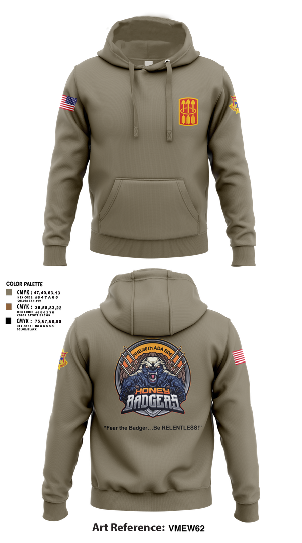 Hoodie, Honey Badgers / 30X, Army, Teamtime, Team time, sublimation, custom sports apparel, team uniforms, spirit wear, spiritwear, sports uniforms, custom shirts, team store, custom team store, fundraiser sports, apparel fundraiser