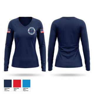 Womens Long Sleeve Vneck Shirt, Harrison County Emergency Squad, EMS/EMT, Teamtime, Team time, sublimation, custom sports apparel, team uniforms, spirit wear, spiritwear, sports uniforms, custom shirts, team store, custom team store, fundraiser sports, apparel fundraiser