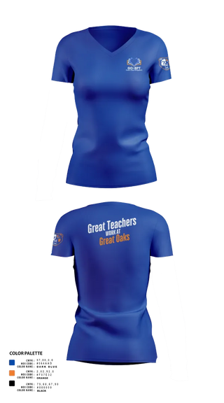 Womens Short Sleeve Vneck Shirt, Great Oaks Charter School, , Teamtime, Team time, sublimation, custom sports apparel, team uniforms, spirit wear, spiritwear, sports uniforms, custom shirts, team store, custom team store, fundraiser sports, apparel fundraiser
