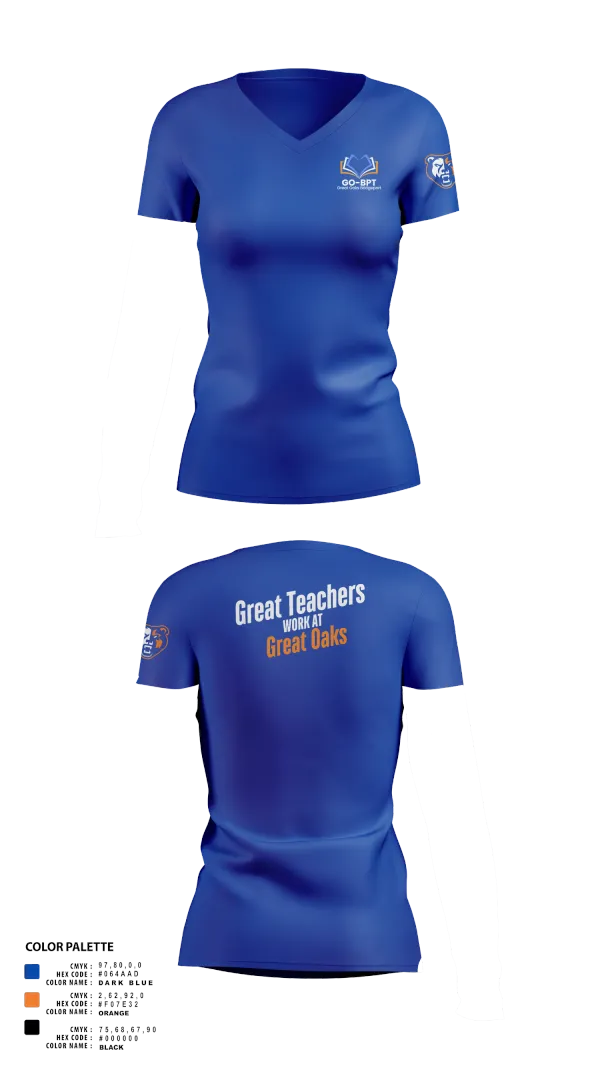 Womens Short Sleeve Vneck Shirt, Great Oaks Charter School, , Teamtime, Team time, sublimation, custom sports apparel, team uniforms, spirit wear, spiritwear, sports uniforms, custom shirts, team store, custom team store, fundraiser sports, apparel fundraiser