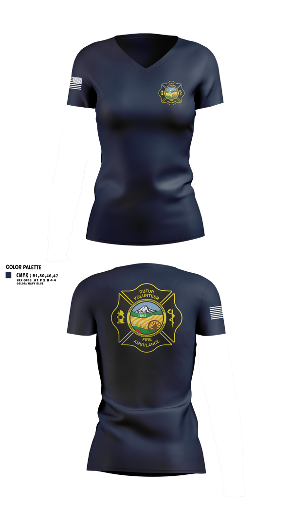 Womens Short Sleeve Vneck Shirt, Dufur Volunteer Fire and Ambulance, Fire Department, Teamtime, Team time, sublimation, custom sports apparel, team uniforms, spirit wear, spiritwear, sports uniforms, custom shirts, team store, custom team store, fundraiser sports, apparel fundraiser
