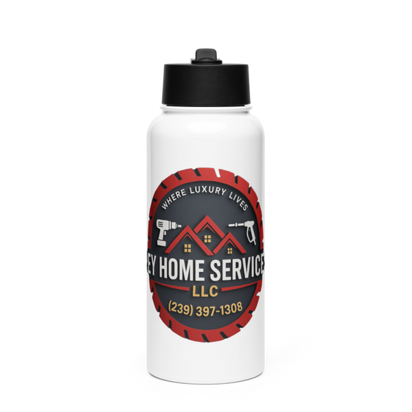 Rey Home Services LLC 27027098 Stainless Steel Water Bottle with a Straw Lid