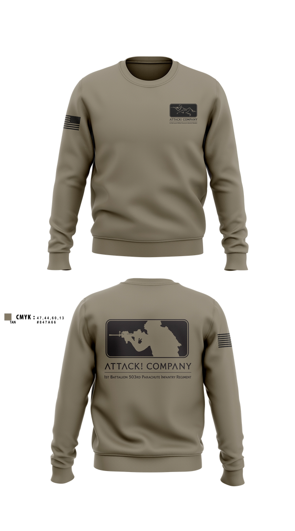 Crew Neck Sweatshirt, Attack Company, Army, Teamtime, Team time, sublimation, custom sports apparel, team uniforms, spirit wear, spiritwear, sports uniforms, custom shirts, team store, custom team store, fundraiser sports, apparel fundraiser