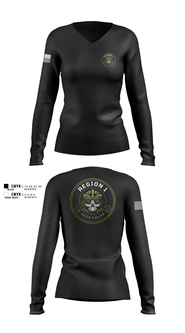 Womens Long Sleeve Vneck Shirt, Region 1, Police, Teamtime, Team time, sublimation, custom sports apparel, team uniforms, spirit wear, spiritwear, sports uniforms, custom shirts, team store, custom team store, fundraiser sports, apparel fundraiser
