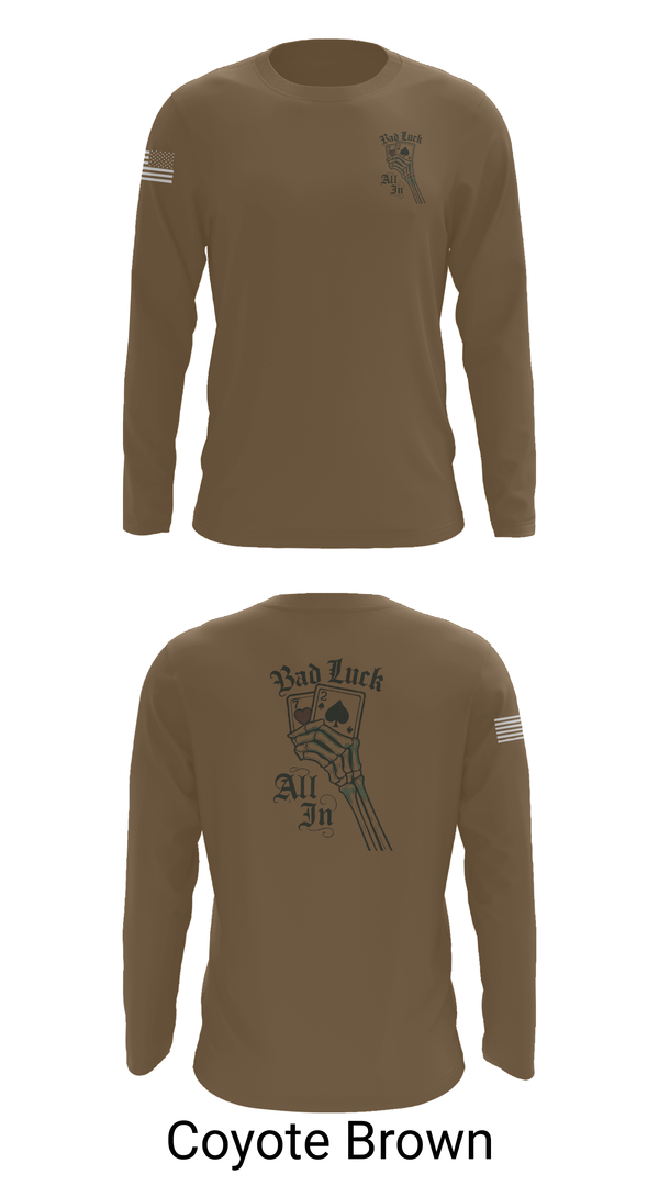 Long Sleeve Performance Shirt, 4th plt bad luck, Army, Teamtime, Team time, sublimation, custom sports apparel, team uniforms, spirit wear, spiritwear, sports uniforms, custom shirts, team store, custom team store, fundraiser sports, apparel fundraiser