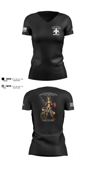 Womens Short Sleeve Vneck Shirt, 179 HHC Medics, National Guard, Teamtime, Team time, sublimation, custom sports apparel, team uniforms, spirit wear, spiritwear, sports uniforms, custom shirts, team store, custom team store, fundraiser sports, apparel fundraiser